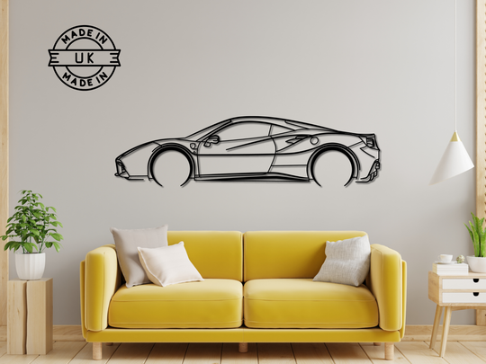 488 GTB, Detailed Silhouette Metal Wall Art