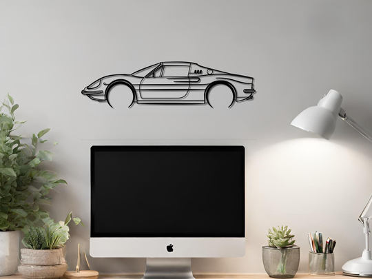 Dino 246 GTS, Detailed Silhouette Metal Wall Art