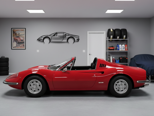 Dino 246 GTS, Detailed Silhouette Metal Wall Art