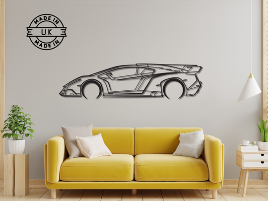 Veneno Coupe, Detailed Silhouette Metal Wall Art