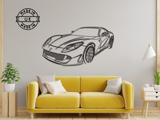 812 Superfast Front Angle, Detailed Silhouette Metal Wall Art