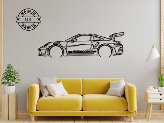 GT3 RS Weissach (992), Detailed Silhouette Metal Wall Art