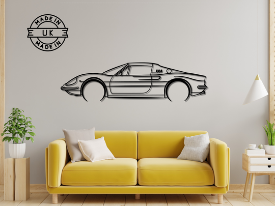 Dino 246 GTS, Detailed Silhouette Metal Wall Art
