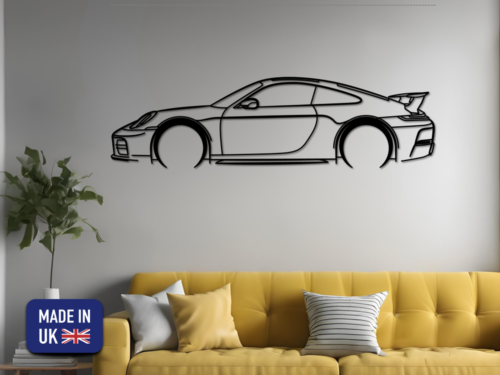 911 (992) Carrera GTS Coupe, Detailed Silhouette Metal Wall Art