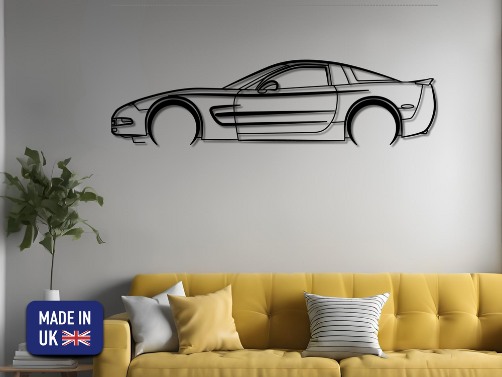 Corvette C5, Detailed Silhouette Metal Wall Art