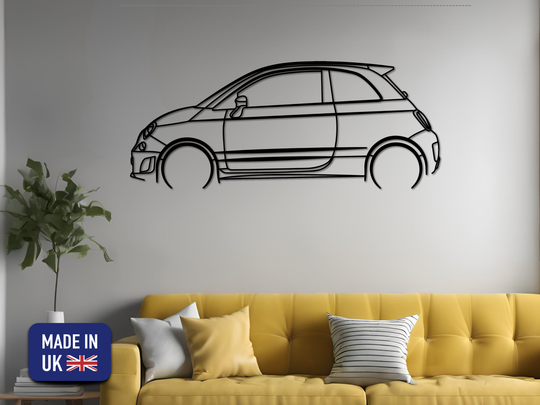Abarth 595 2012, Detailed Silhouette Metal Wall Art