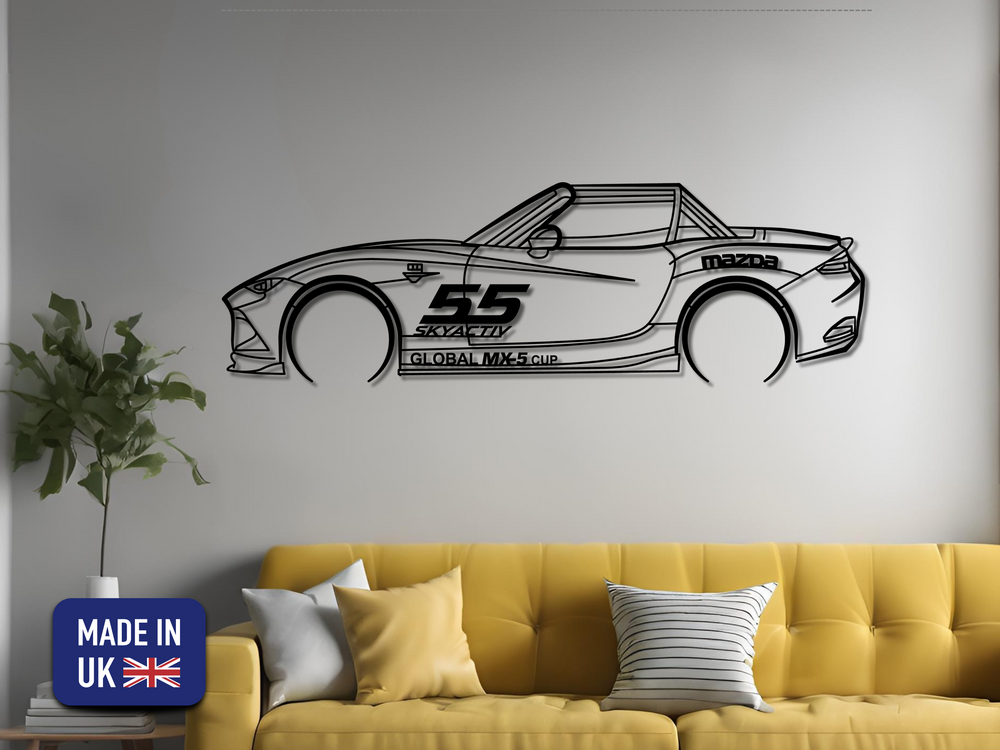 MX5- ND 2016 Cup Car, Detailed Silhouette Metal Wall Art