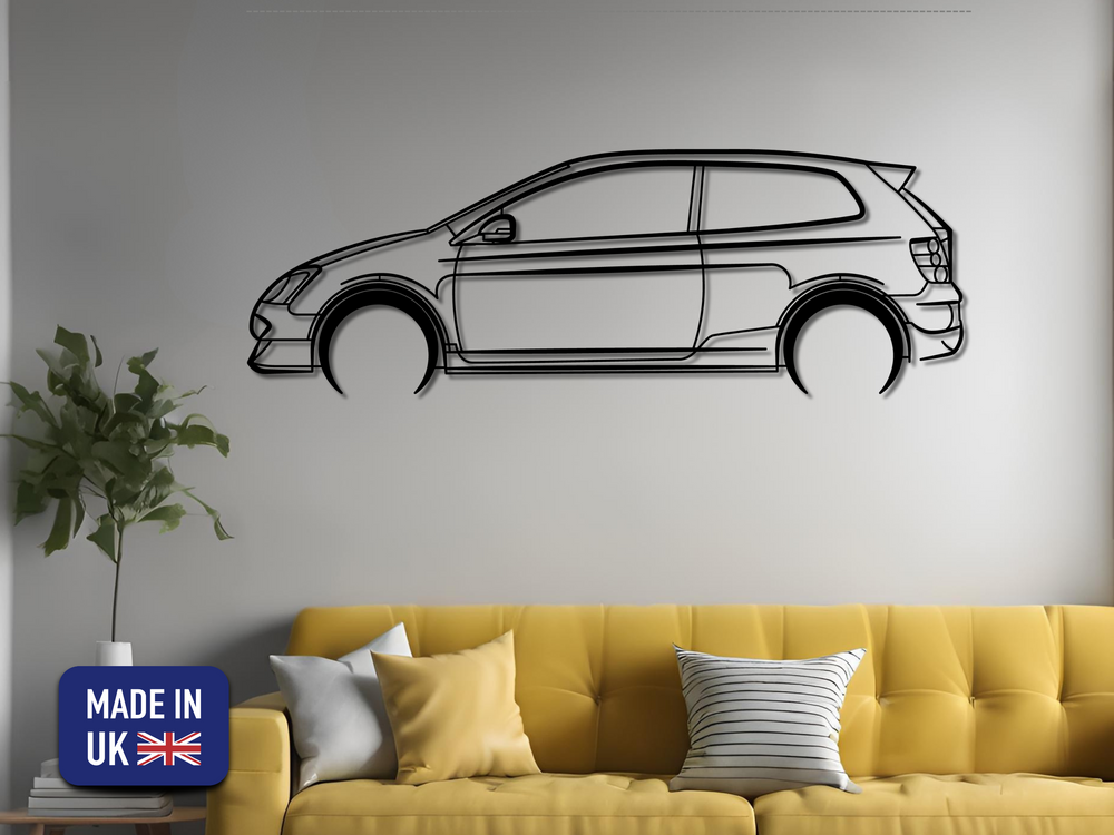 Civic Type-R (EP3), Detailed Silhouette Metal Wall Art