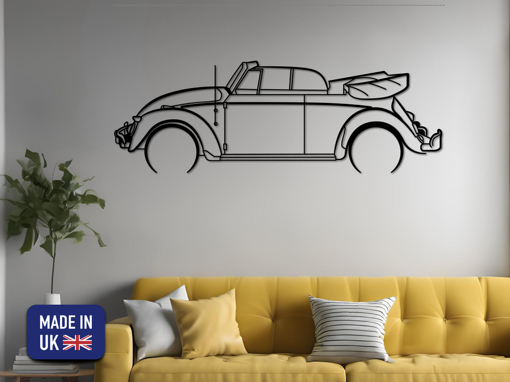 Beetle Cabriolet, Detailed Silhouette Metal Wall Art