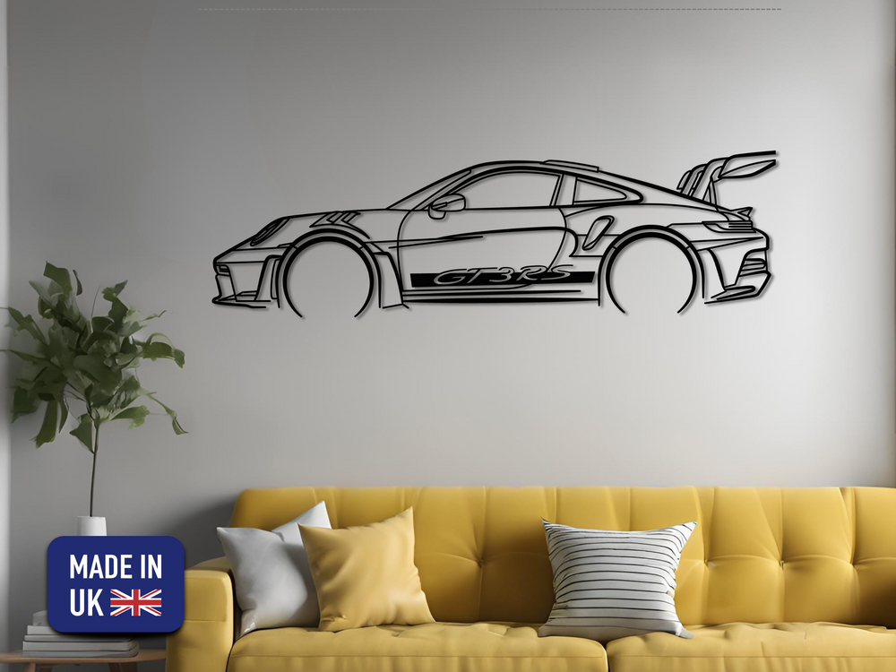 GT3 RS Weissach (992), Detailed Silhouette Metal Wall Art
