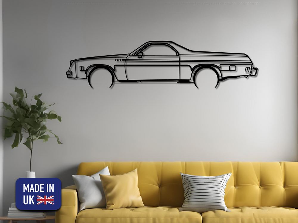 El Camino 1975, Detailed Silhouette Metal Wall Art