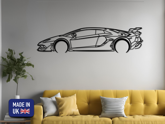 Aventador SVJ, Detailed Silhouette Metal Wall Art