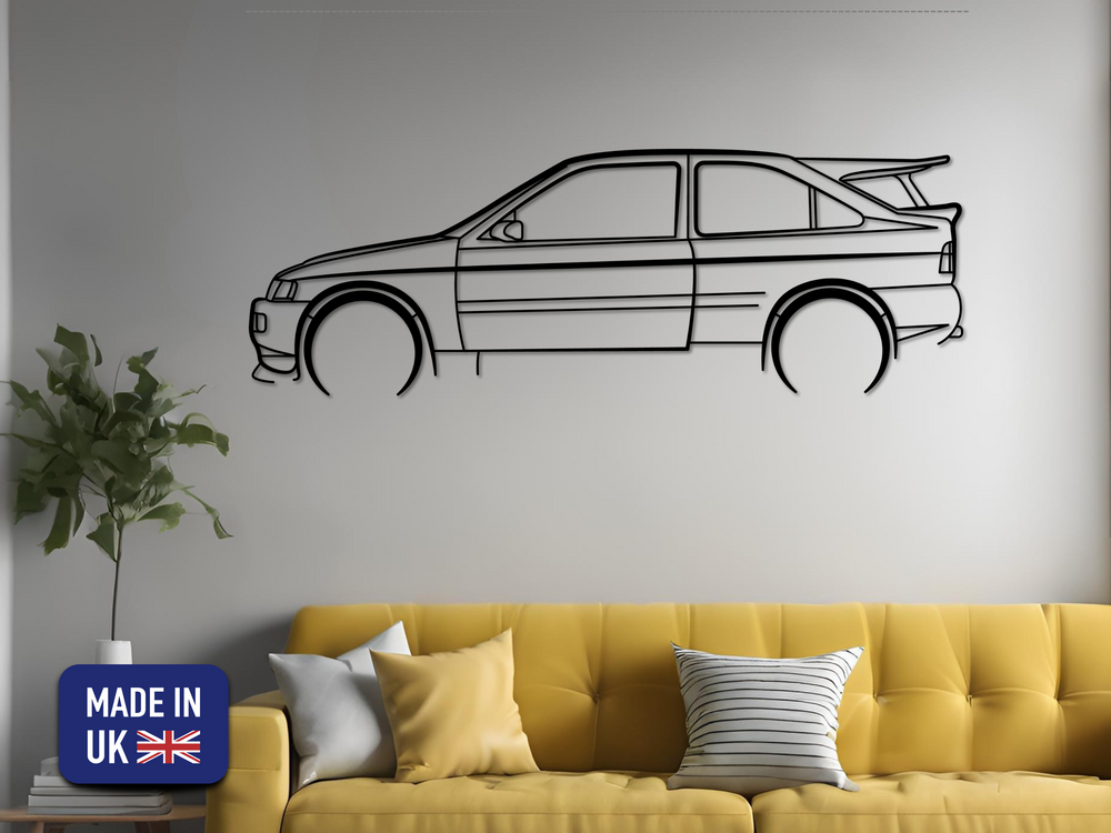 Escort Cosworth, Detailed Silhouette Metal Wall Art
