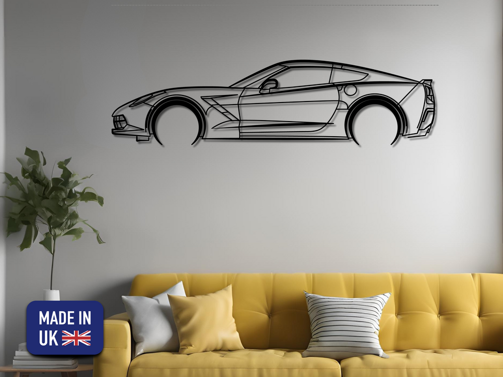 Corvette C7, Detailed Silhouette Metal Wall Art