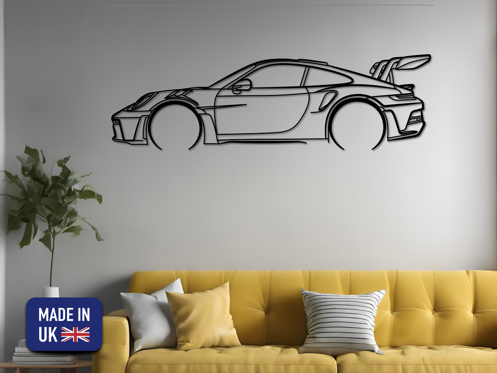 911 GT3 RS (992), Detailed Silhouette Metal Wall Art