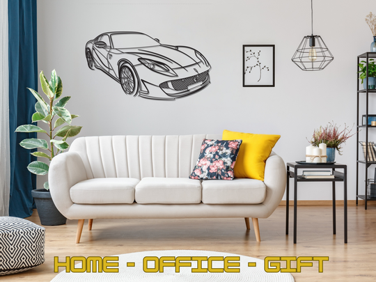 812 Superfast Front Angle, Detailed Silhouette Metal Wall Art