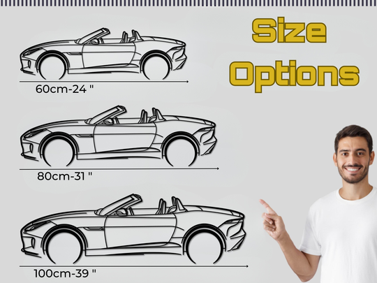 F-type Cabriolet, Detailed Silhouette Metal Wall Art