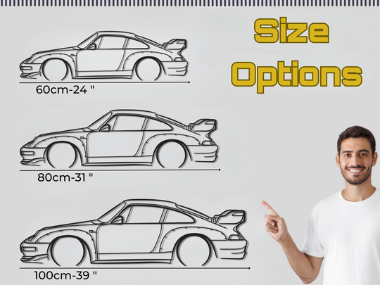 911 GT2 (993), Detailed Silhouette Metal Wall Art