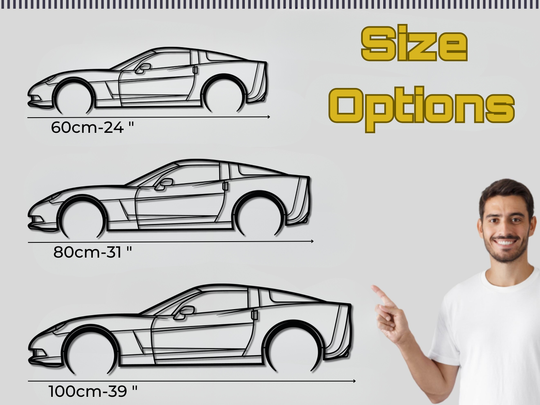 Corvette C6, Detailed Silhouette Metal Wall Art