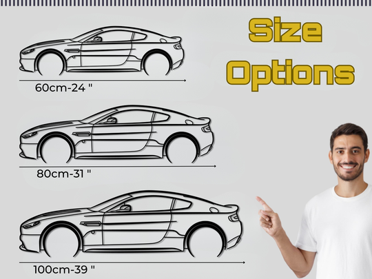 V12 Vantage, Detailed Silhouette Metal Wall Art