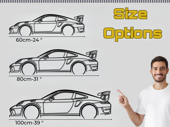 911 GT3 RS (991), Detailed Silhouette Metal Wall Art