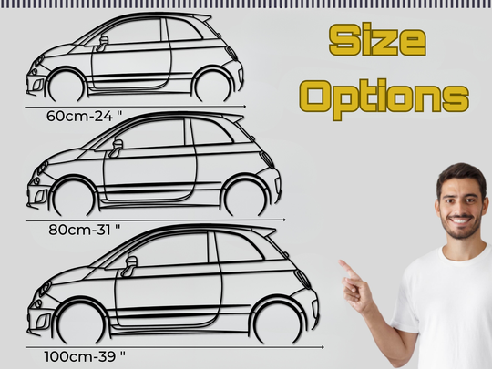 Abarth 595 2012, Detailed Silhouette Metal Wall Art