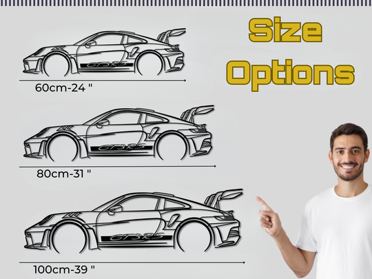 GT3 RS Weissach (992), Detailed Silhouette Metal Wall Art