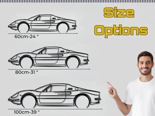 Dino 246 GTS, Detailed Silhouette Metal Wall Art