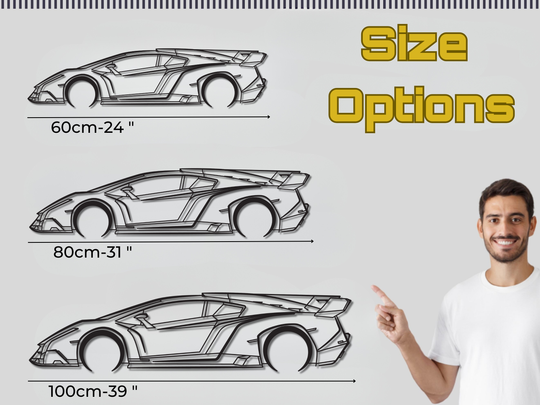 Veneno Coupe, Detailed Silhouette Metal Wall Art