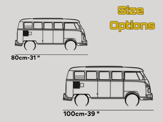 T1 Split Screen Micro Bus, Detailed Silhouette Metal Wall Art