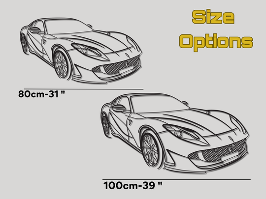 812 Superfast Front Angle, Detailed Silhouette Metal Wall Art