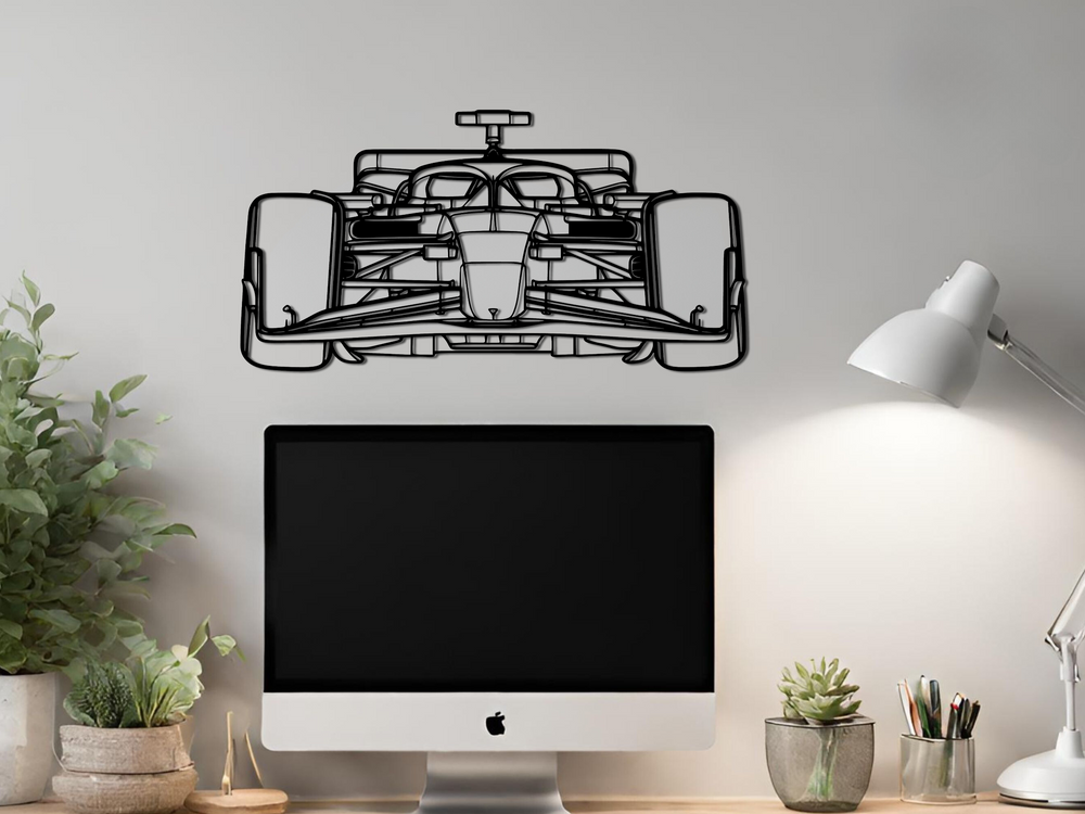 F1 2024 Front design, Detailed Silhouette Metal Wall Art