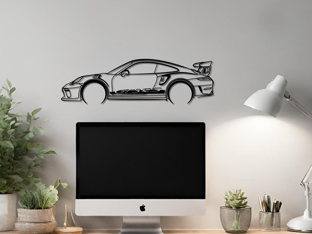 911 GT3 RS (991.2), Detailed Silhouette Metal Wall Art