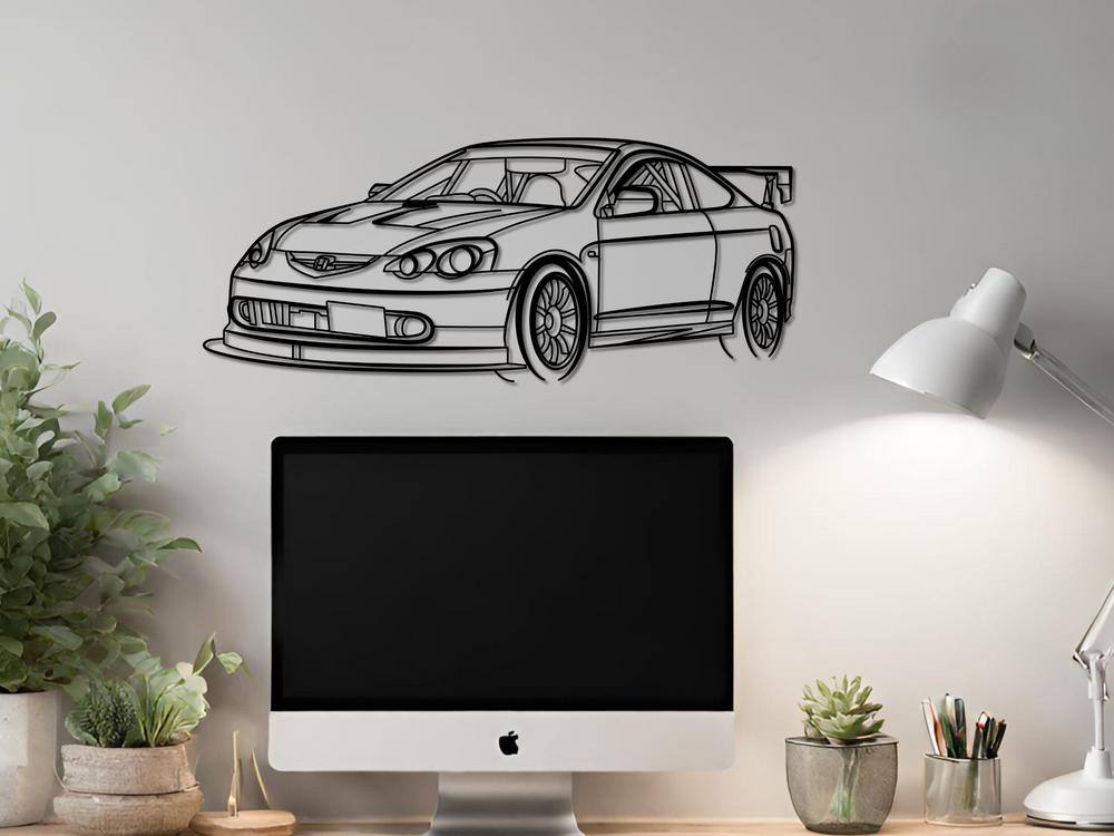 Modified DC5 Front Angle, Detailed Silhouette Metal Wall Art