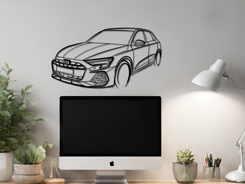 S3 8Y Facelift Front Angle, Detailed angle Silhouette Metal Wall Art