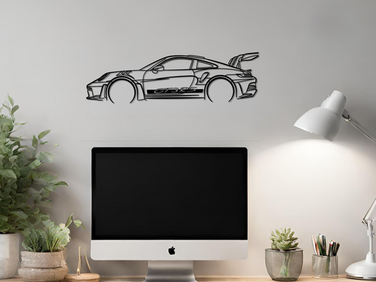 GT3 RS Weissach (992), Detailed Silhouette Metal Wall Art