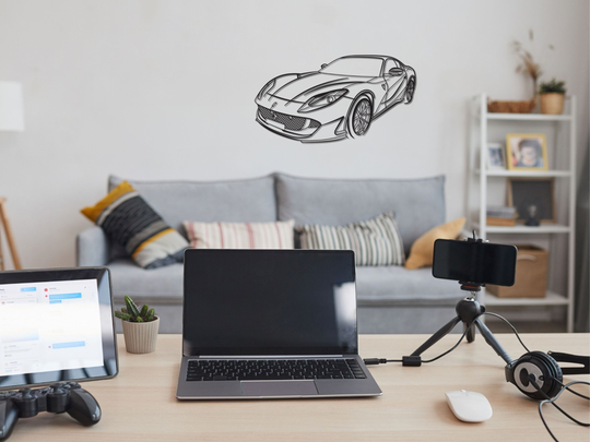 812 Superfast Front Angle, Detailed Silhouette Metal Wall Art