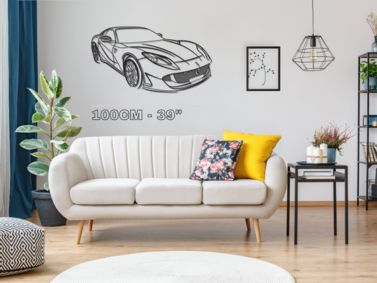 812 Superfast Front Angle, Detailed Silhouette Metal Wall Art