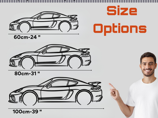 718 GT4 Cayman,  Detailed Silhouette Metal Wall Art