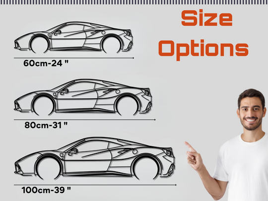 488 GTB, Detailed Silhouette Metal Wall Art