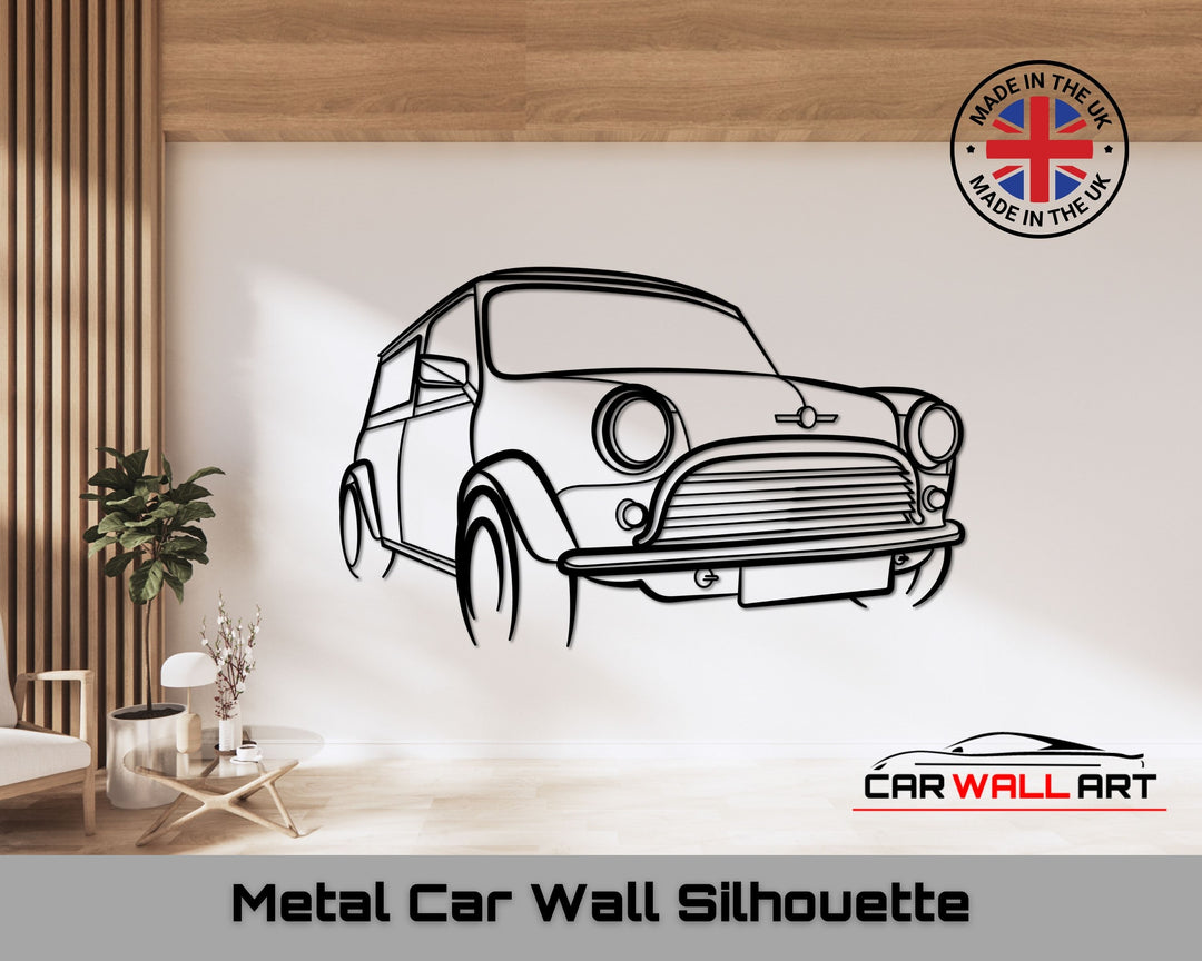 Classic Mini Van Front Angle, Silhouette Metal Wall Art