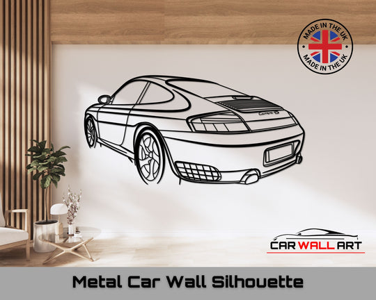996 Carrera 4S rear Angle, Silhouette Metal Wall Art