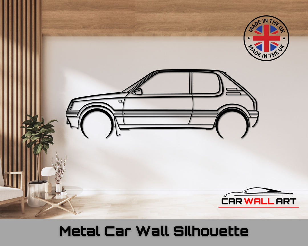 205 GTI, Silhouette Metal Wall Art