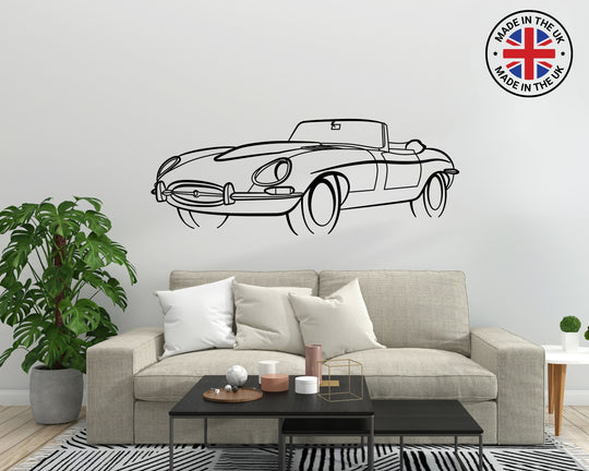 E-Type Series 1 Front Angle, Silhouette Metal Wall Art