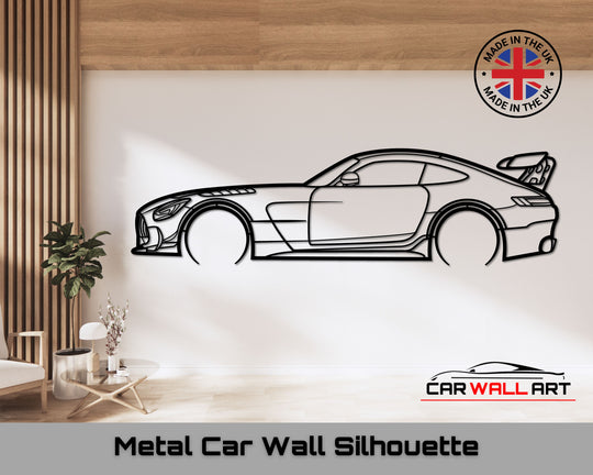 AMG GT Black Edition, Silhouette Metal Wall Art
