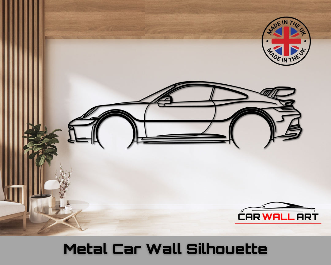 911 GT3 (992), Silhouette Metal Wall Art