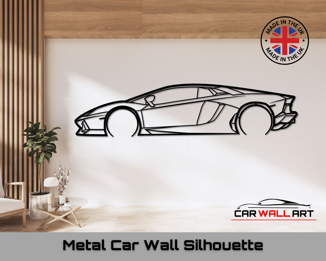 Lamborghini Aventador Metal car silhouette wall art, side view