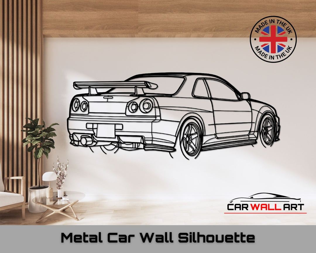 Skyline GTR-34 rear Angle, Silhouette Metal Wall Art