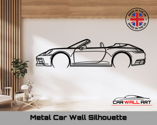 Carrera 992 Convertible, Silhouette Metal Wall Art