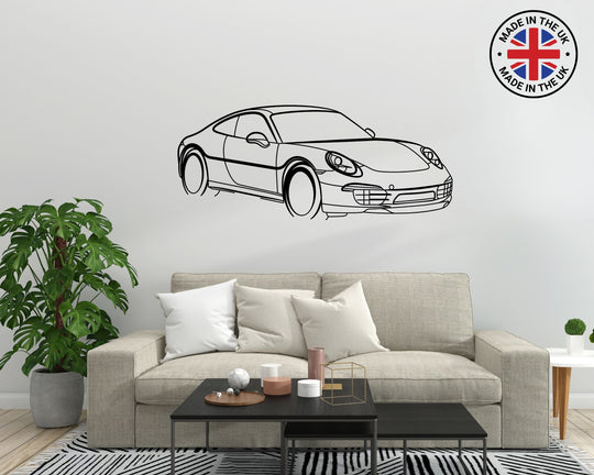 911 (991) Front Angle, Silhouette Metal Wall Art